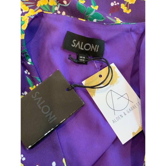 Saloni Purple "Violet Sweetpeas" Floral Short Sleeve Top , Size 10 (US) NWT! - Picture 9 of 9